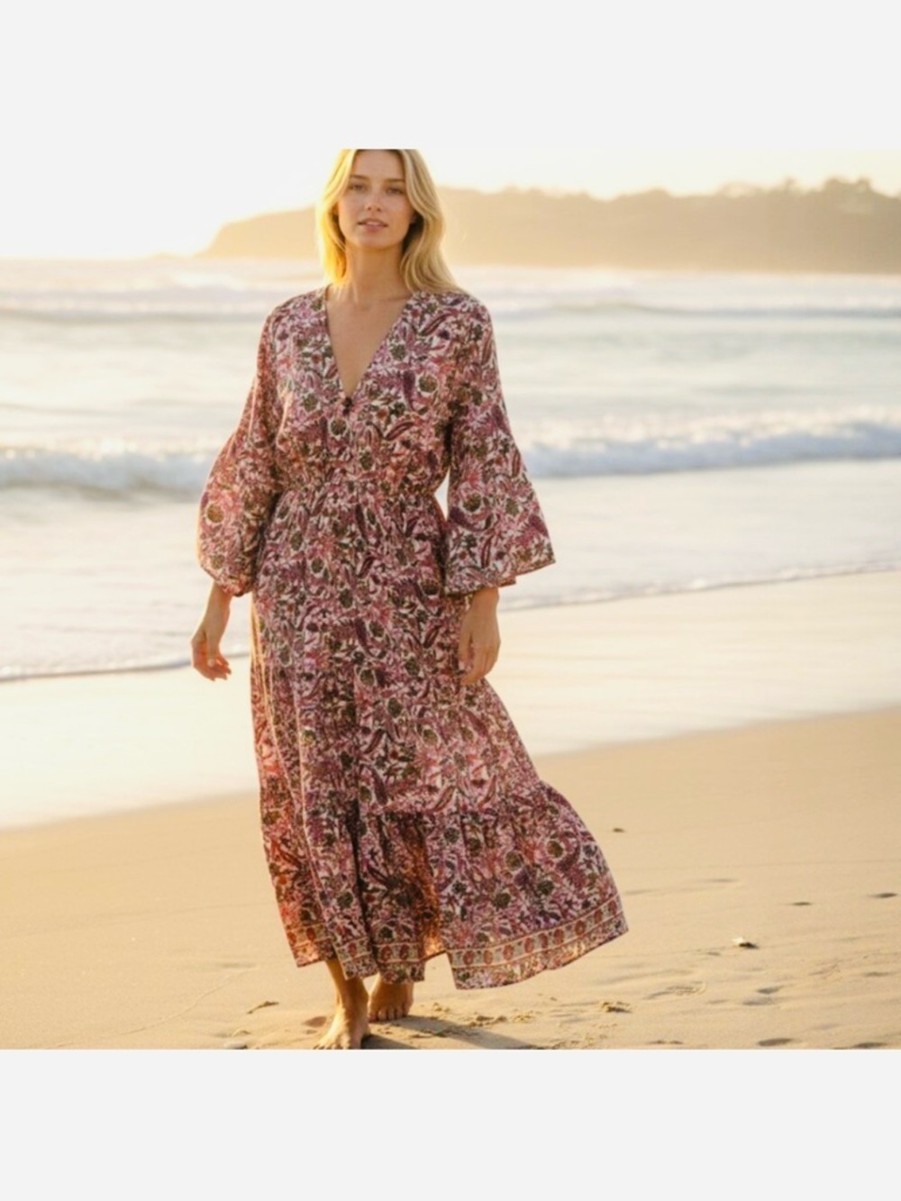 Anthropologie Boemo boho paisley Cottagecore Romantic Resort Maxi Dress M